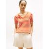 T-Shirt TOMMY HILFIGER "CODY, Slim Fit", Damen, Gr. M (38), classic breton orange, ecu, Jersey, Obermaterial: 100% Baumwolle, gestreift, casual, schmal hüftlang, tiefer V-Ausschnitt, Kurzarm abgesteppt, Shirts, mit V-Ausschnitt