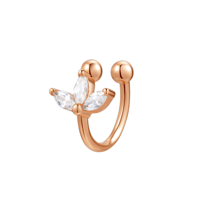 Hey Happiness Ohrklemme Blüte mit Zirkonia 925 Sterlingsilber Rosegold Image