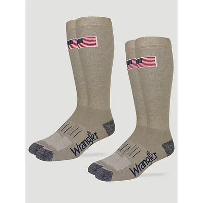 Wrangler Mens Ultra Dri USA Tall Boot Sock Khaki Size L