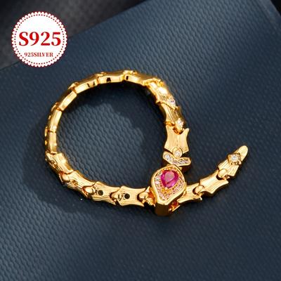 TEMU 925 Hypoallergenic Bone Joint Snake Clasp Women's Sweet Cool Finger Ring Elegant Personality High-end Decorative Accessory Valentine's Day Day Gift Anti-oxidation Storage Box Suitable For All Image