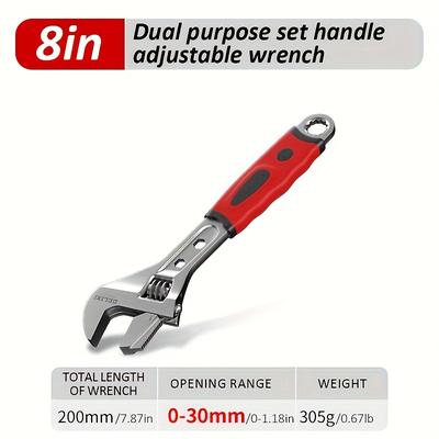 TEMU Electric 8/10-inch Universal Adjustable Wrench, Wide Opening Jaw Wrench, Wrench Hand Tool, Polished Heads, Chrome Plated Material, For Homes, Garages, , Electric Image