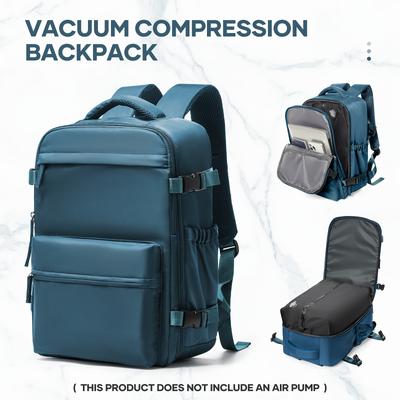 TEMU Travel Backpack For - Vacuum Compressed, Carry-on, Flight Approved, Business Laptop Bag, Green Nylon, No Pump Needed, Ideal For Travel & Work, Travel Backpac Image