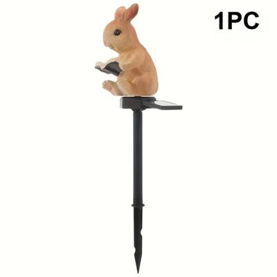 TEMU 1pc Outdoor Solar Powered Resin Rabbit Reading Lamp, Led Garden Patio Animal Landscape Decorative Light Image