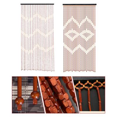 TEMU Retro Solid Bamboo Beaded Curtain - 27 Strands With Polished Finish, 90x175cm Foldable Room Divider For Entryway, Living Room, Cafe - Space-saving Design, , No Tools Needed, Hand Wash Only Image