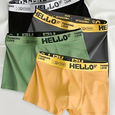 TEMU 1, 3, 4, 5pcs Plus Size Hello Men's Underwear, Super Large Size Comfortable Underwear, Worn In , Plus Size Image