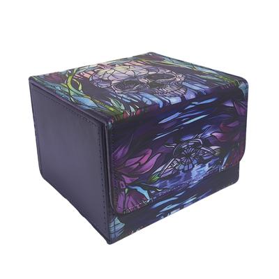 TEMU Leather Storage Box With Colorful Printed Patterns – 140+ Card Slots, Magnetic Closure, Creative Display And Organizer For Party Game Cards, Card Storage Bo Image