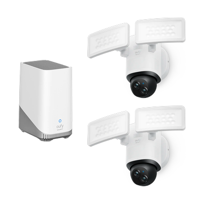 Floodlight Camera E340 (2-Cam Pack) + HomeBase S380 White