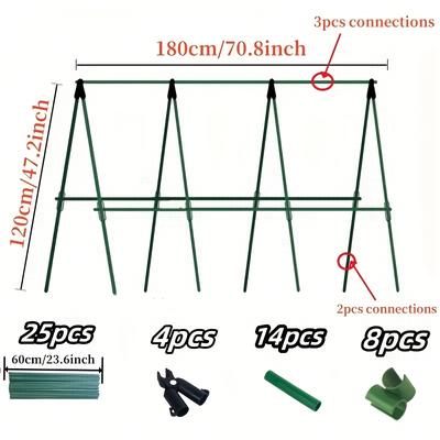 TEMU 25 Durable Metal Climbing Plant Garden Stakes - 47 * 70 Inch Vine Support Poles Suitable For Tomatoes, Grapes, , And -essential For Greenhouse And Outdoor Image