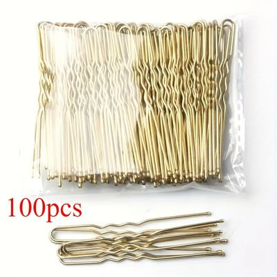 TEMU 50/100pcs/bag 1.97inch U Shaped Alloy Metal Hairpins Hair Clips Simple Metal Bobby Pins Barrettes For Bridal, Valentines-day Hairstyle Image
