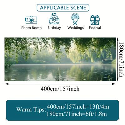 TEMU 2d Door Banner, 1pc 2d Flat Printing Lake Decorative Garage Door Banner , , Great For Weddings, Photo Booths, And Holiday Events Image