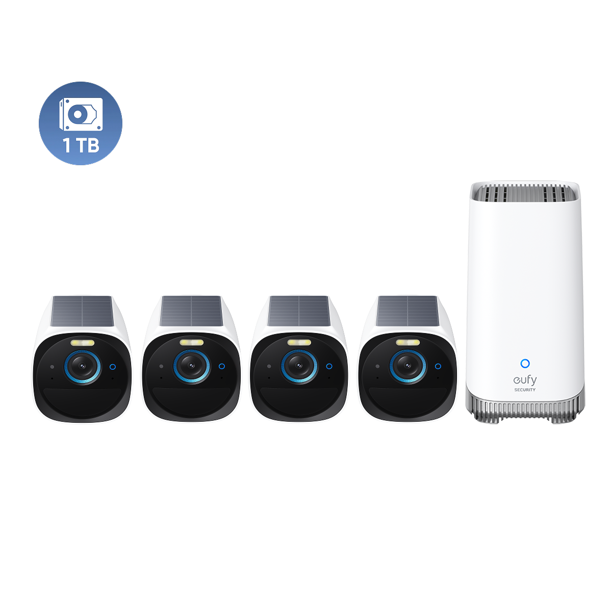 eufyCam S330 (eufyCam 3) 4-Cam Kit + 1 TB Hard Drive White