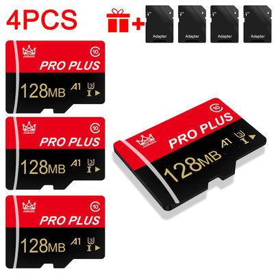 TEMU 4pcs Pro Plus Memory Cards With Adapter – 8gb, 4gb, 2gb, 1gb, U3 C10 A1 Tf Card For Tablets, Cameras, Phones, Car Audio & Game Consoles – Real Capacity, Secure Storage, Design Image