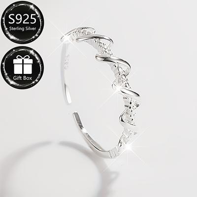 TEMU 925 Sterling Silvery Adjustable For Women, 1.13g, Irregular Twist Design - And Parties, Ideal Gift, Twist Line Image