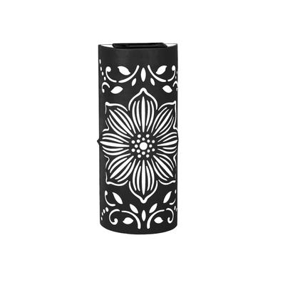 TEMU Xxoasis Solar Iron Lantern Wall Sconce, Varnished Finish, Push Button Control, Detachable Flush Mount Outdoor Wall Decorative Light With Hollow , Nickel Battery Powered, No Remote, Includes Image