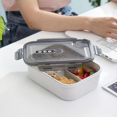 TEMU 1pc Plastic Divided Fresh-keeping Box, Refrigerator Storage Box, Microwave Reheatable , Office Worker Lunch Box Image