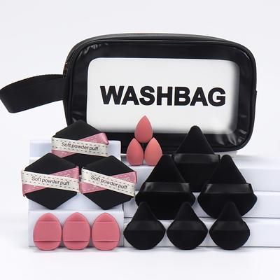 TEMU 16pcs Washable Makeup Sponges Set - Hydphilic Polyurethane, Unscented, Normal Skin Type Image