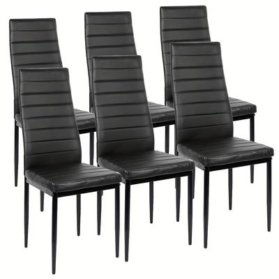 TEMU Dining Room Chair, 6 High-back Chairs, Artificial Leather Dining Chair, Seat Height 45cm, Classic And Durable Kitchen Chair, Padded Restaurant Chair, Office Conference Chair Image