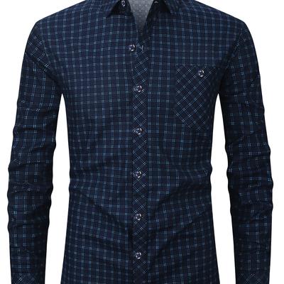TEMU Jingmoli Men's Lightweight Breathable Long Sleeve Casual Shirt - Classic , Button-up Collar, Chest Pockets, Regular Fit For Spring, Outdoor, Vacation & Image