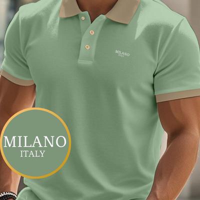 "TEMU Italy Men' Green Shirt - Short Sleeve, Button-up, Casual Summer Style With Penguin & " Italy" Print, Comfortable & Stylish For Casual Attire, Casual Summer Wear | Stylish Casualwear |" Image