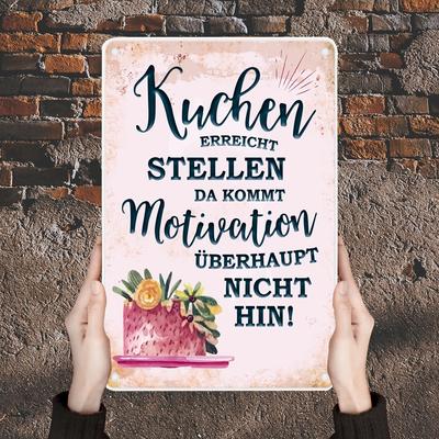 "TEMU 1pc Cake & Motivational Quote Metal Tin Sign - 8x12" Pink Kitchen Decor Wall Art, Vintage Style, Easy To Hang, No Power Required, | |metal Wall Sign" Image