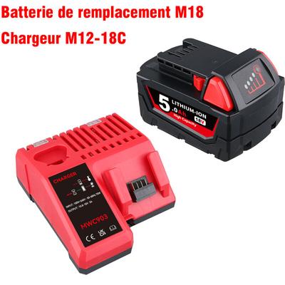 5,0 Ah Ersatzakku für Milwaukee M-18 Lithium-Ionen-Akku und Ladegerät-Set, kompatibel mit Milwaukee Image