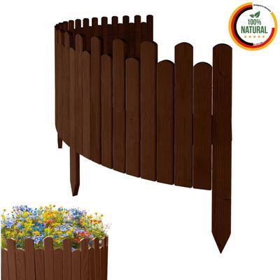 Floranica - Beeteinfassung Holz Rollzaun Holzzaun 200 x 40 cm Braun imprägniert Flexible Rasenkante Image