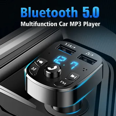 Dual USB Car Fast Charger Mp3 Player Fm Bluetooth Receiver Bluetooth Compatible 5.0 Fm Transmitter Usb Flash Drive Plug Car Kit