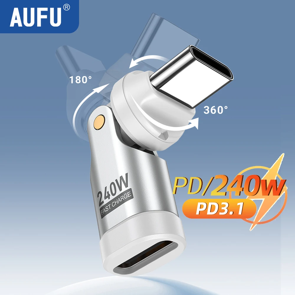AUFU 240 W Typ C auf Typ C OTG-Adapter 5 A Schnelllade-USB-C-Kabel USB3.1 Typ C-Konverter für iPhone 16 MacBook Samsung Xiaomi Image