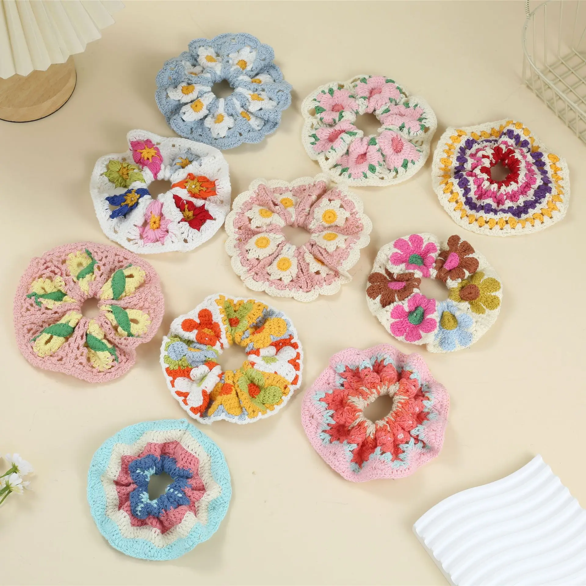 Handgefertigtes gestricktes Dickdarm-Haargummi im koreanischen Stil, elegantes pastorales Dutt-Haar-Accessoire, süßes Pferdeschwanz-Gummiband Image