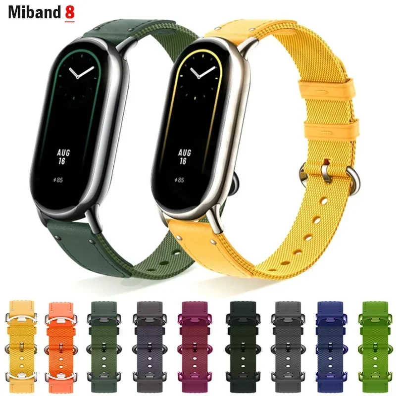 Original 1:1 Riemen für Xiaomi Mi Band 8–9 NFC-Handgelenk-Armband Nylon + Leder Ersatz Miband8 Correa Smart Band 9 Zubehör Image