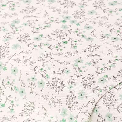 Baumwollstoff Gräser & Blümchen „Pia“, mint/weiß/grau Image