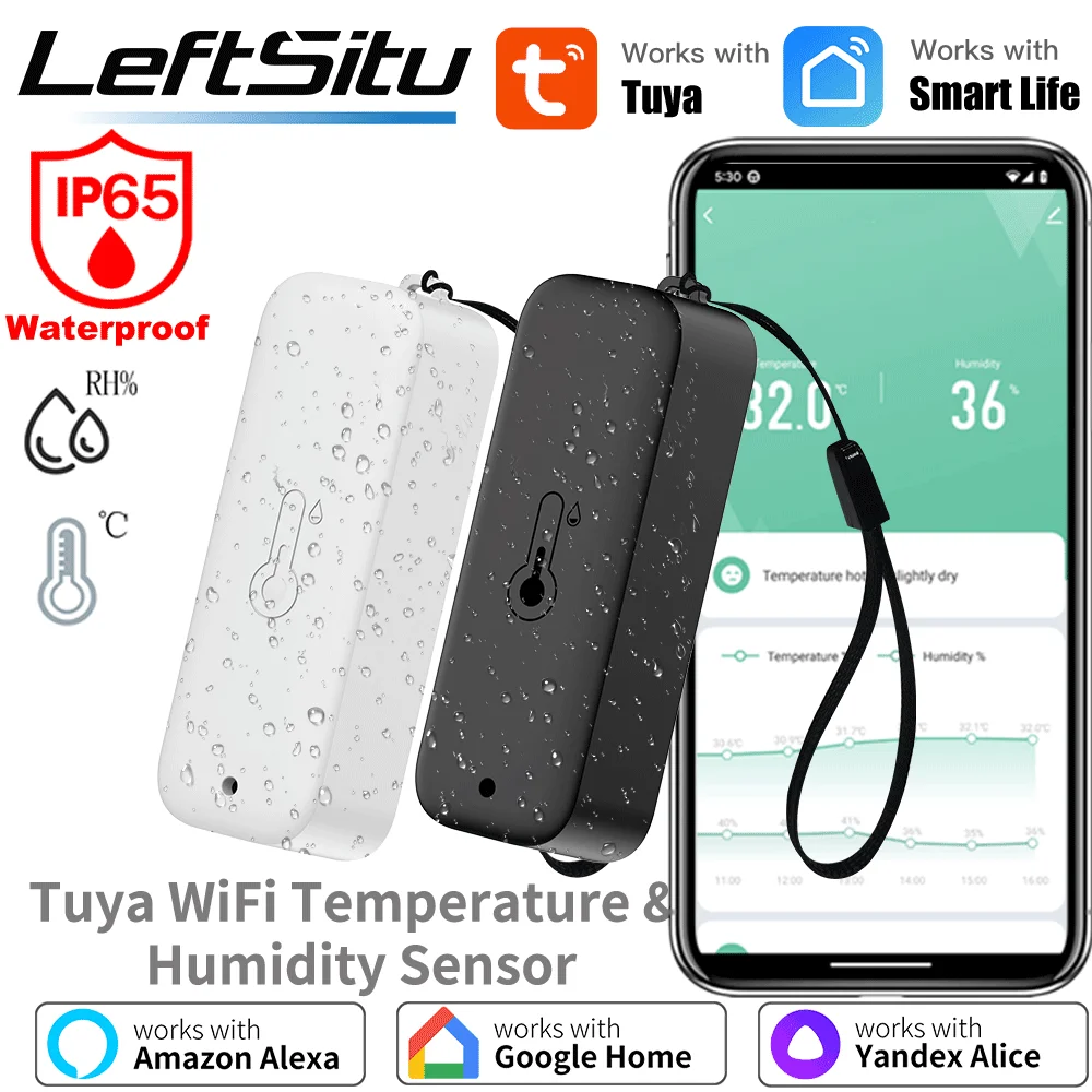 Tuya WiFi Temperatur Feuchtigkeit Sensor IP65 Wasserdichte Thermometer Smart Life Fernbedienung Arbeit mit Alexa Google Assistent Image