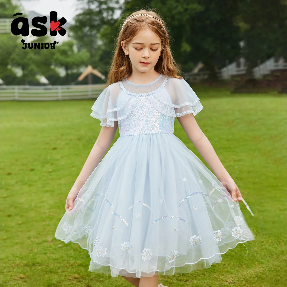 Fragen Sie Junior Mädchen Sommer Urlaub Saison Kleid Sommer Kinder Urlaub Wind Mesh Prinzessin Kleid Image