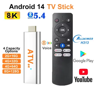 Q15 Android14 TV Stick HD 8K BT5.4 Quad Core Unterstützung 2,4/5G Dual Wifi Allwinner H313 128 ROM Großer Speicher Streaming Media Player