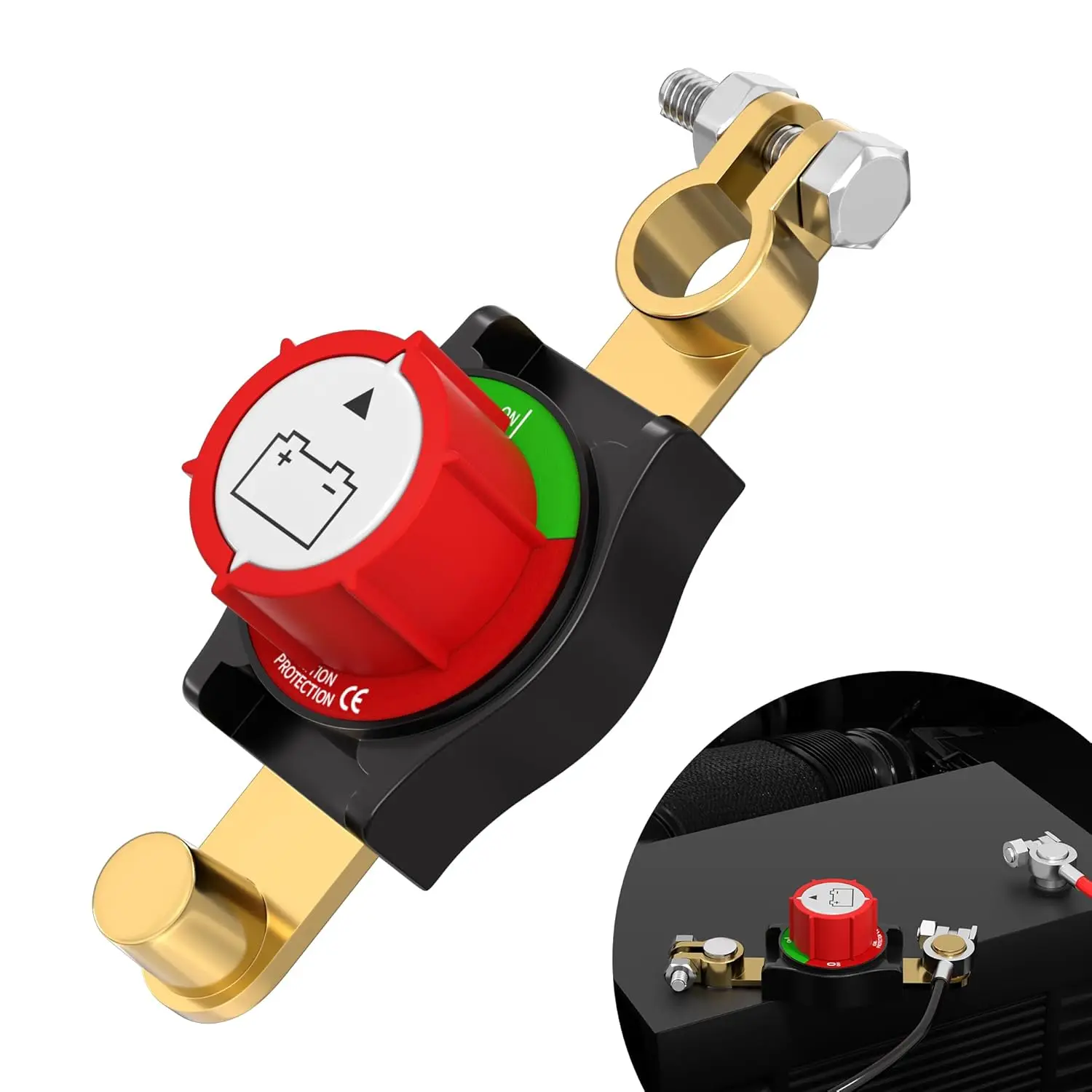 12V-48V Top Post Batterie Trennen Schalter 12V/300A Negative Ein/Aus Auto Batterie töten Schalter Für Auto Fahrzeug RV Und Boot Image