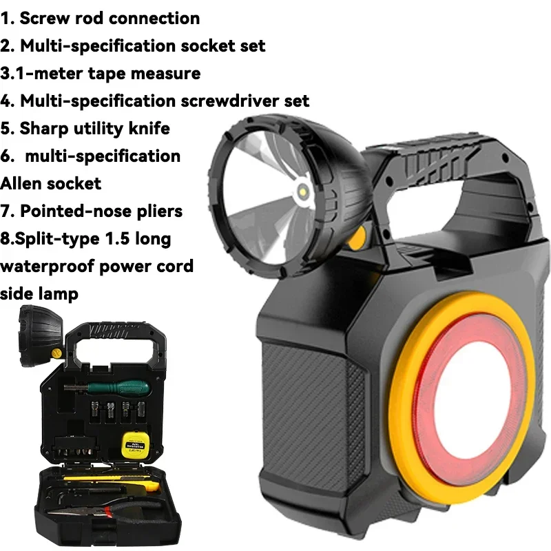 Tragbare, helle, tragbare Taschenlampe – wiederaufladbare Laterne, mit Schraubendreher, Klebeband-Notfall-Reparatur-Werkzeug-Set für die Reparatur von Auto und Zuhause Image