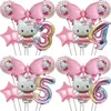 Hello Kitty Aluminium-Ballon, rosa Schleife, 32 Zoll, Farbverlaufs-Zahlenballon, 1–9, Geburtstag,