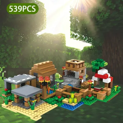 My Wold Cretive Puzzle Educational DIY Game The Farm Cottage Village House Building Blocks Image