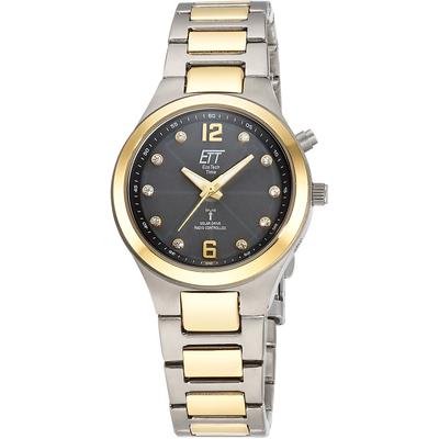 Funkuhr ETT "Everest Lady", grau (titansilberfarben, goldfarben), Armbanduhren, Damen, Armbanduhr, Damenuhr, Solar, Titan Image