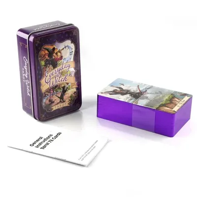 10,3 * 6 cm alltägliches Hexen-Tarot in einer Blechdose, Tarot-Deck mit PDF-Anleitung, Buch, Image