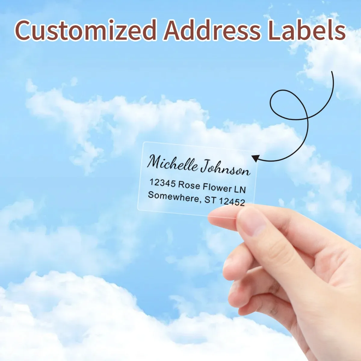 Maßgeschneiderte Adressetiketten, transparent, wasserdicht, für raffinierte Korrespondenz und Event-Versand Image