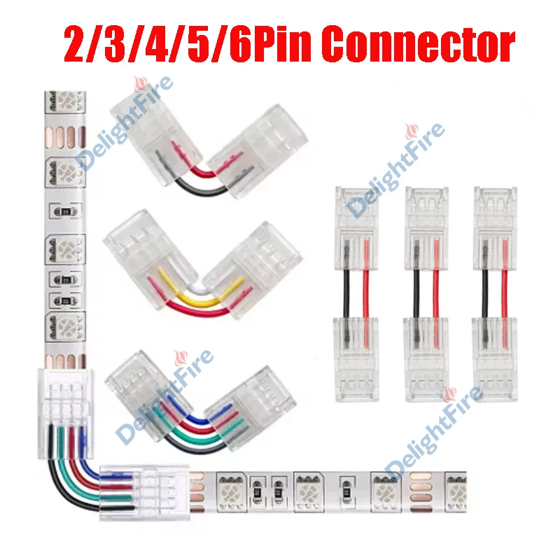 5PCS 2Pin COB SMD LED Streifen Stecker 3/4/5/6pin Verlängerung Draht Terminal Anschlüsse Für 8mm 10mm 12mm SMD COB 5050 2835 LED Band Image