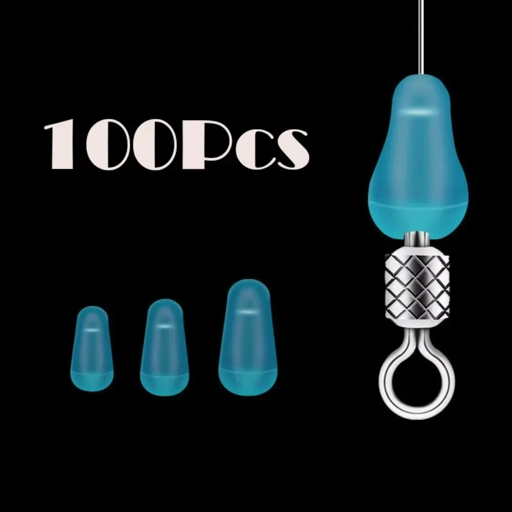 100 Teile/los Hohe Qualität Gummi Raum Bohnen Meer Karpfen Fliegen Angeln Blau Gummi Oval Stopper Angeln Float Angeln Bobber Image