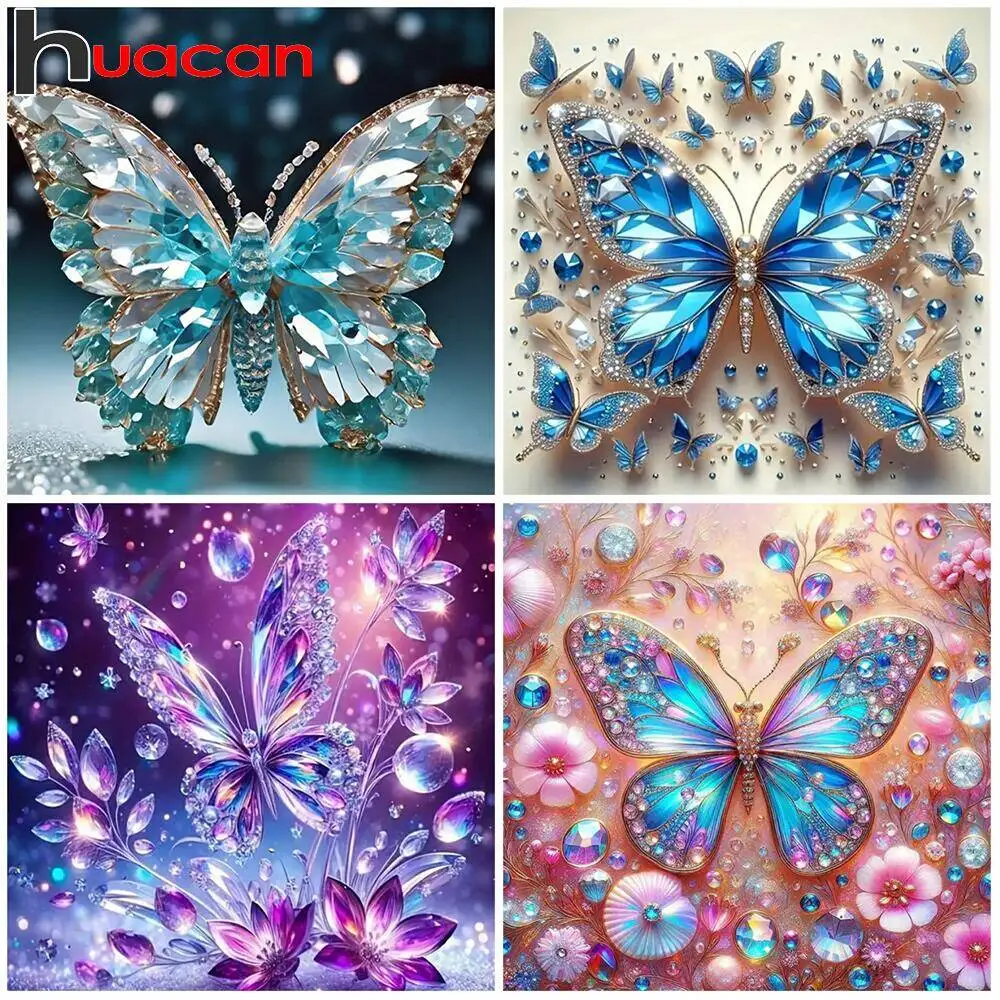 Huacan Diamant-Gemälde, neues Schmetterlingstier, rund, Diamant-Mosaik, Zuhause, Schlafzimmer, Wandkunst Image