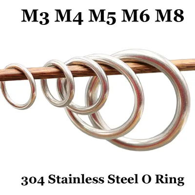 Strong 304 Stainless Steel O-Ring 3-8mm Seamless Round Buckle for Strap Belt Pet Collar Yoga Hanging Welded Smooth Solid O Ring