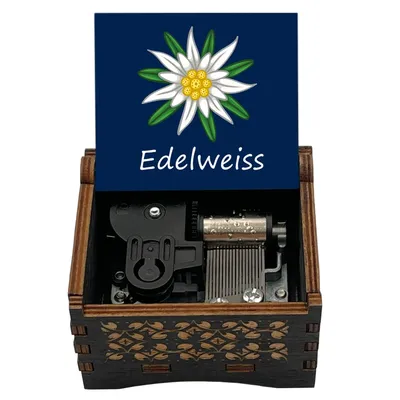 Edelweiss Wooden Music Box 18 Note Wind Up Movement Boutique Friends Birthday Gift Cute Home