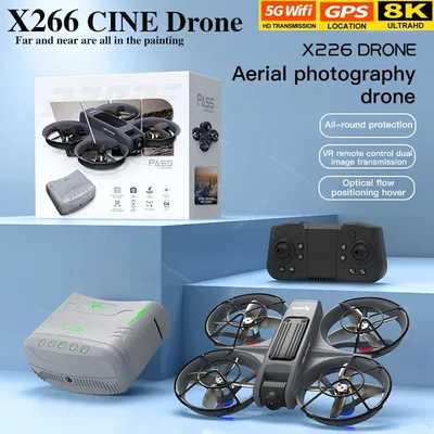 New Drone X266 GPS 8K Professional HD 360° Dual Cameras 5G WIFI Brushless Motors Obstacle Avoidance FPV Foldable Quadcopter Toys