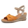 Keilsandalette TAMARIS, Damen, Gr. 41, orange kombiniert, Textil, unifarben mit Farbeinsatz, Veloursleder, modisch, Schuhe, Riemchensandale, Sommerschuh mit modischer Kreuzbandage