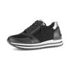 Keilsneaker GABOR "Turin", Damen, Gr. 40, silber (schwarz, silberfarben), Ziegenveloursleder, Glattleder, unifarben mit Farbeinsatz, sportlich, Schuhe, Freizeitschuh, Halbschuh, Schnürer, gepolsterter Schaftrand, H-Weite