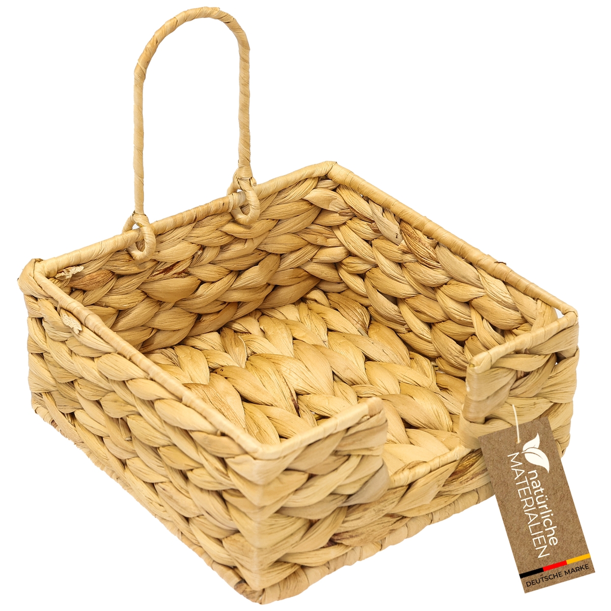 HMF Serviettenhalter geflochten aus Wasserhyazinthe, Serviettenständer mit Sicherungsklemme, 19 x 19 x 8 cm Image